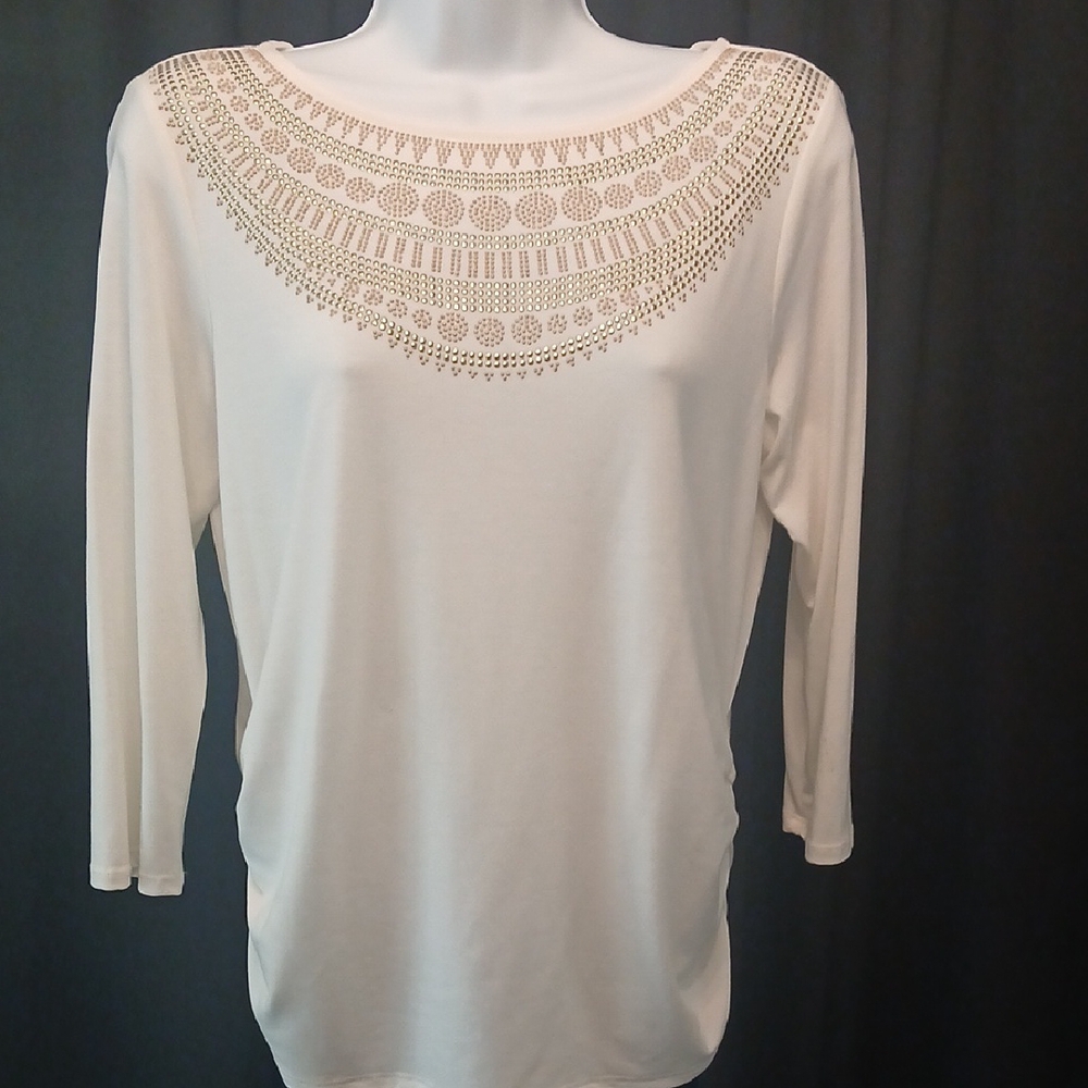 Ruby Rd. Ivory Top with Gold Accents - Picture 1 of 7